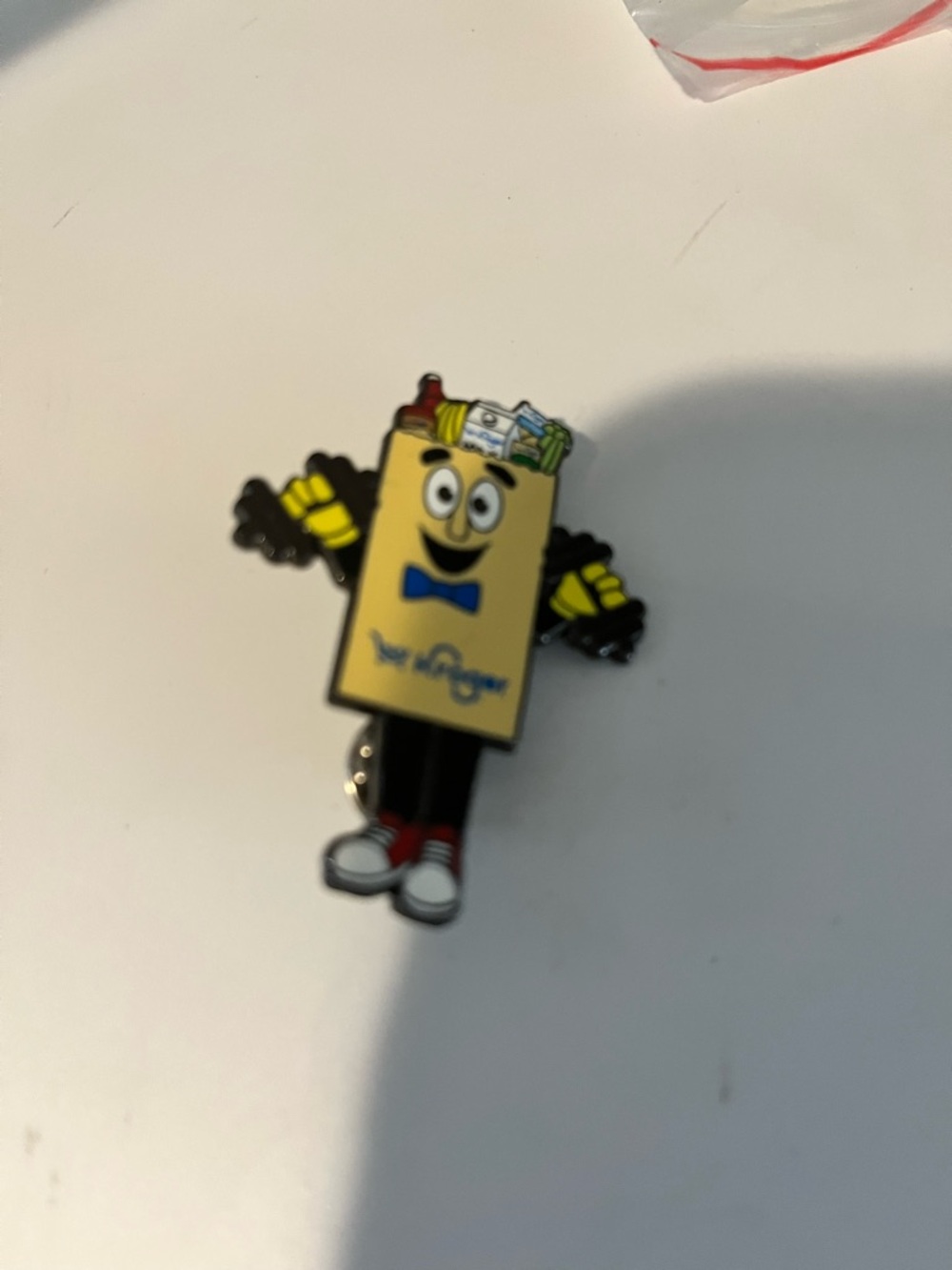 Kroger Yellow Grocery Bag Character Enamel Pin